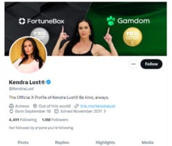 Kendra Lust, Twitter Porn
