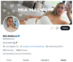 Mia Malkova, Twitter Porn