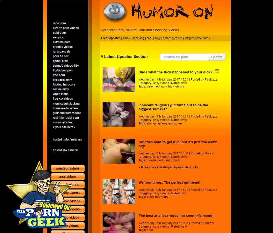 Funny Porn Text - HumorOn (HumorOn.com) Bizarre Funny Porn Videos - Mr. Porn Geek