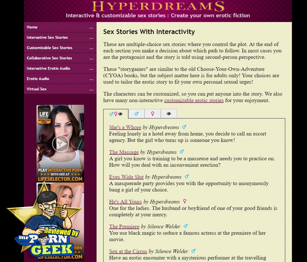HyperDreams (Hyperdreams.com) Erotic Porn Site, Sex Stories Site